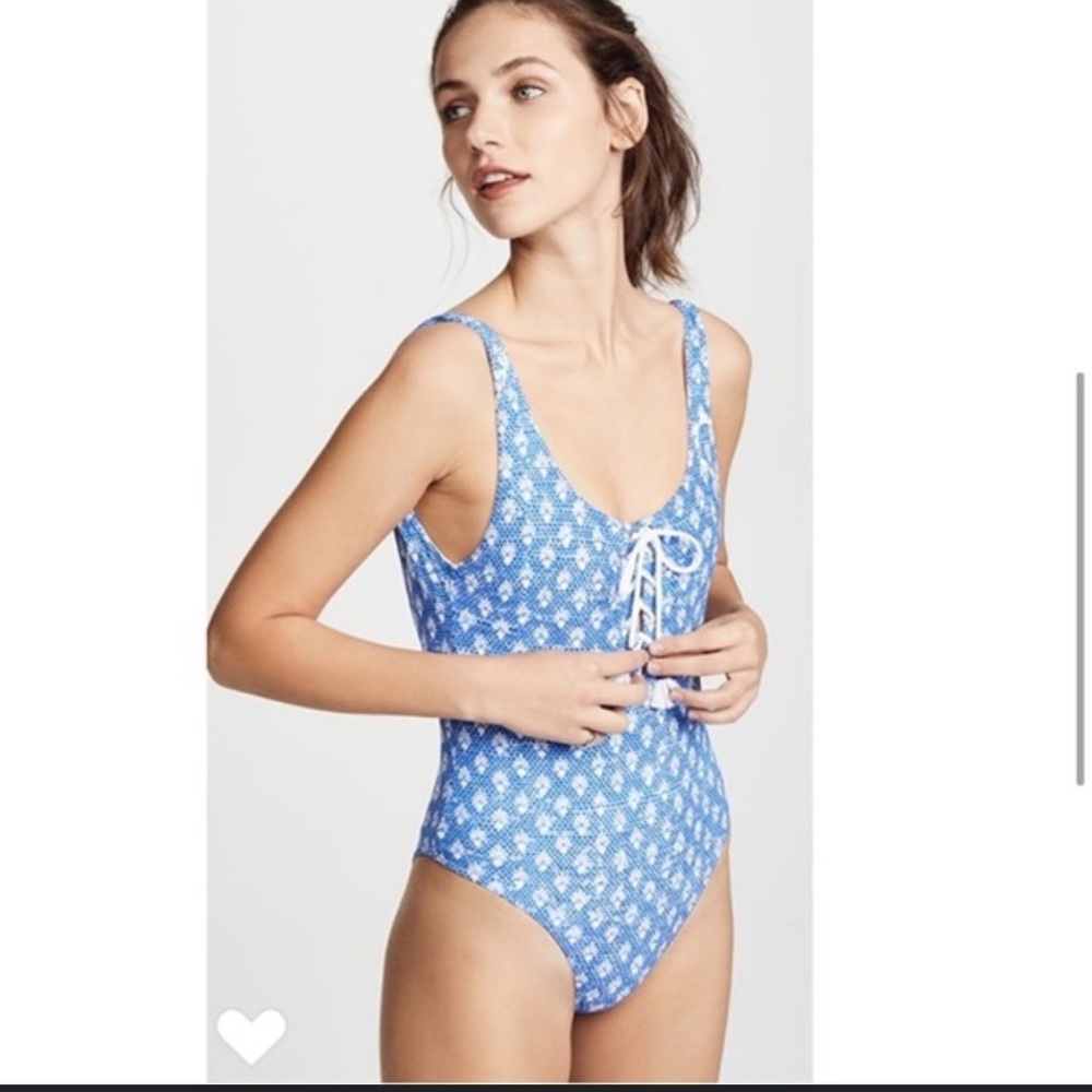 Poupette St. Barth Blue and White Floral Swimsuit